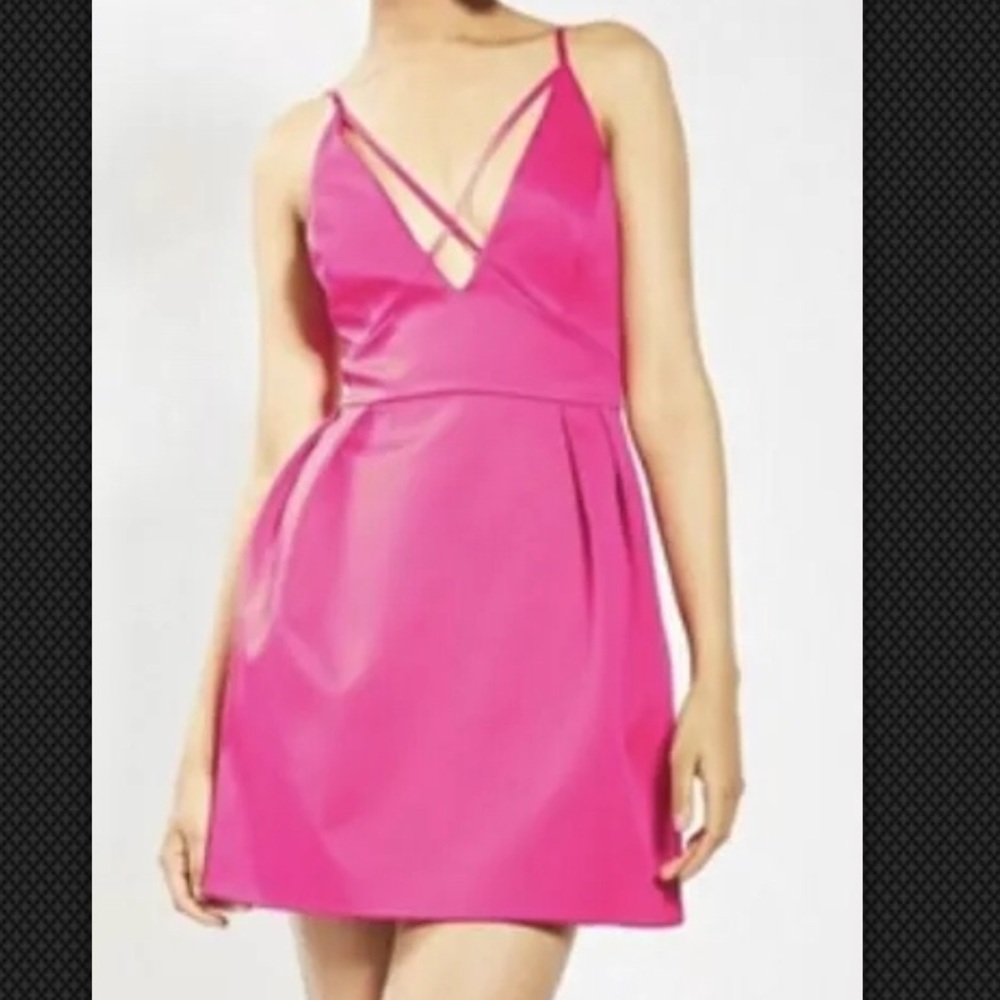 Topshop Cross Front Mini Dress Pink Size 6 US